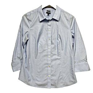 Talbots Size 12 Petite Non-Iron Button Down Shirt, Classic Light Blue Office